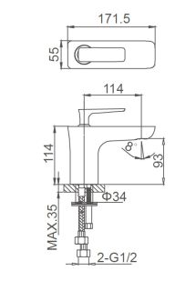 Смеситель для раковины Wonzon & Woghand Shark WW-481101-CR хром